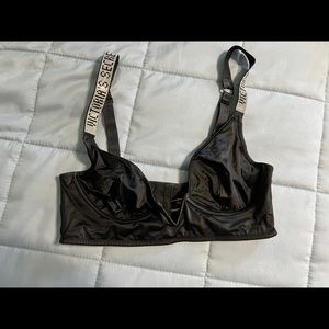 Victoria’s Secret Black Unlined silky Bra with bedazzled straps size M